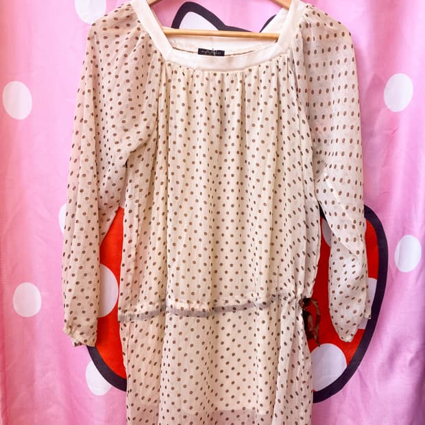 jpn 바닐라 도트 미니 원피스