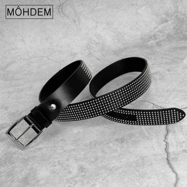 [Unisex]나노 스터드 소가죽 벨트