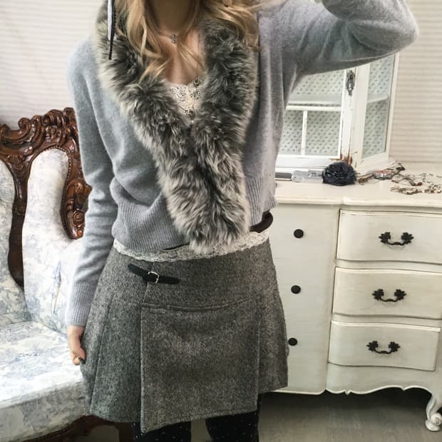 jpn vintage charcoal fur hook cardigan