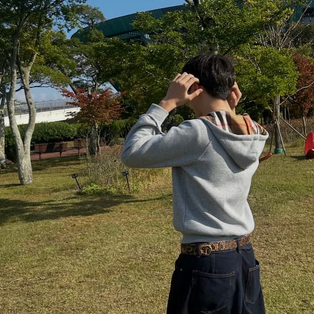 버버리 체크 후드집업