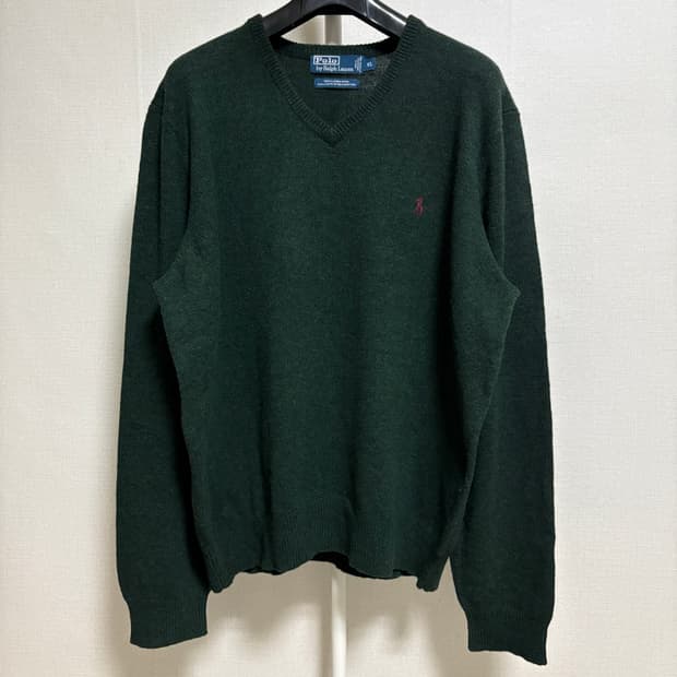 폴로 랄프로렌 램스울 V넥 니트 / 딥그린, XL