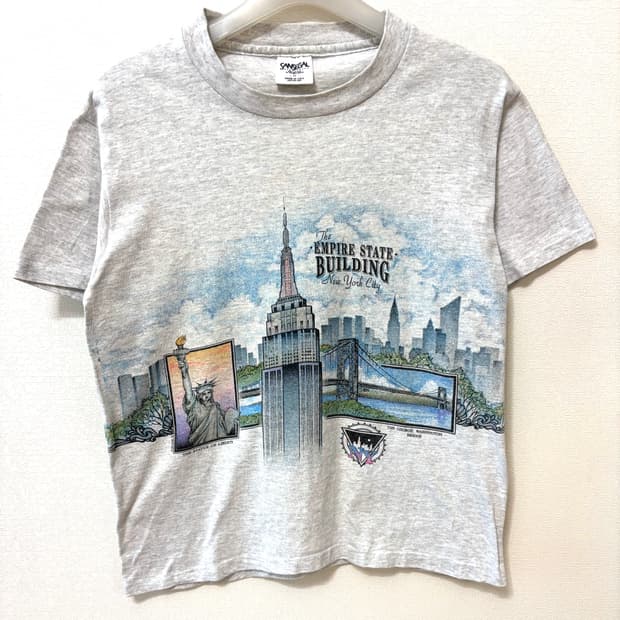 90s USA VTG 뉴욕 스테이트 엠파이어 빌딩 아트 티셔츠 M