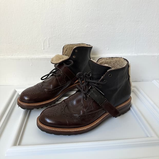 디스퀘어드 아카이브 메탈버클 레더 퍼 부츠