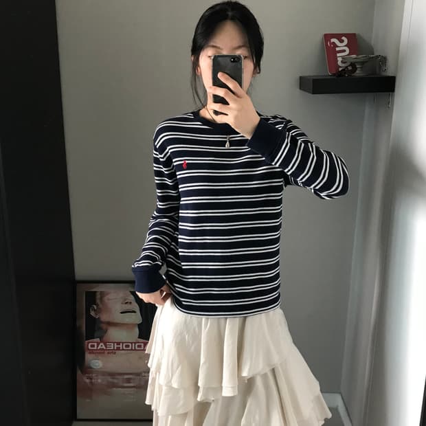 폴로 랄프로렌 QR코드택 포니로고 스트라이프 롱슬리브티 