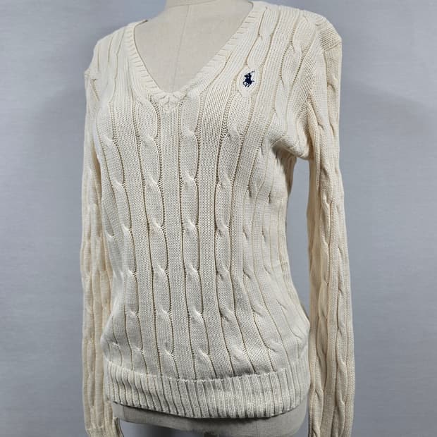 폴로랄프로렌 케이블 코튼 브이넥 니트 M