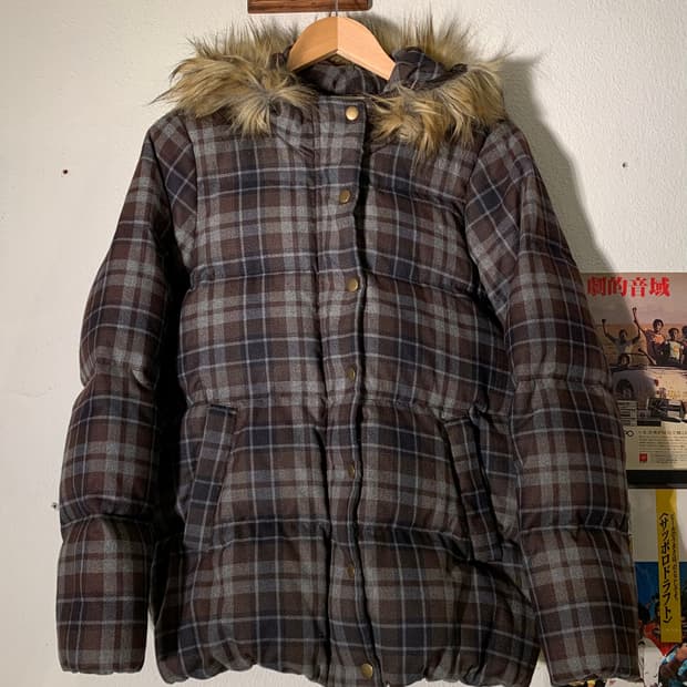 빔즈하트 타탄체크 퍼 패딩