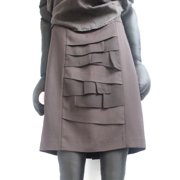 simple line pleats mix dark choco🍫skirt