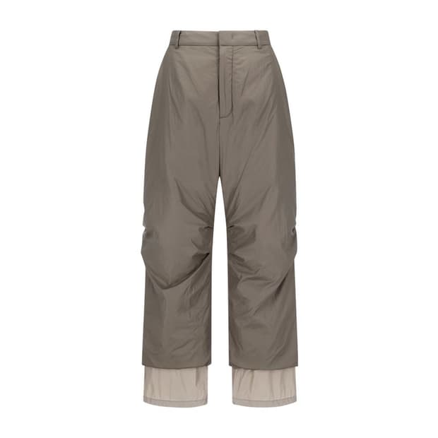 아모멘토 Nylon Padded Straight Pants, Brown 