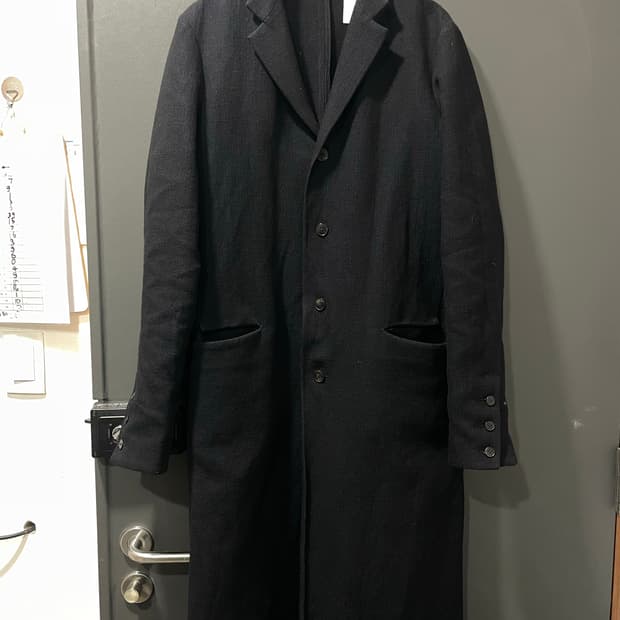 M.A+ 4 BOTTON BLACK STILL UNLINED COAT