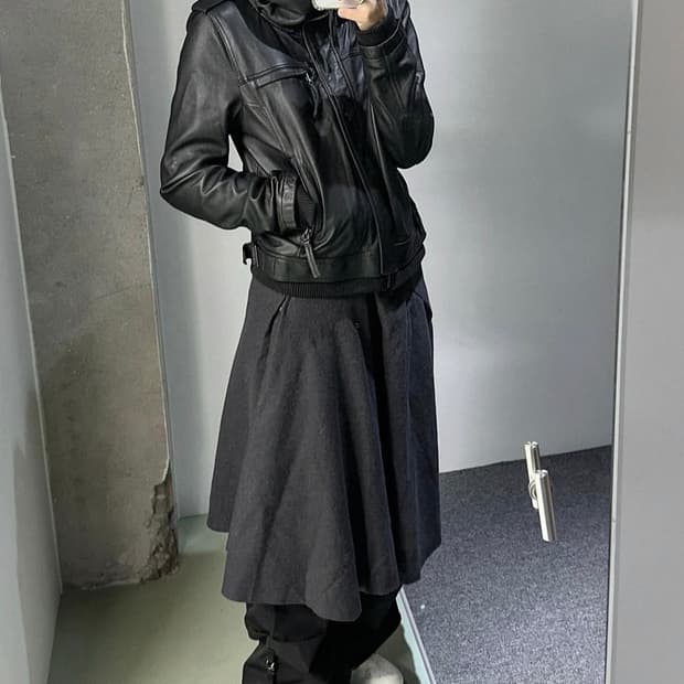 빈티지 슬림핏 후드 레더자켓 가죽자켓