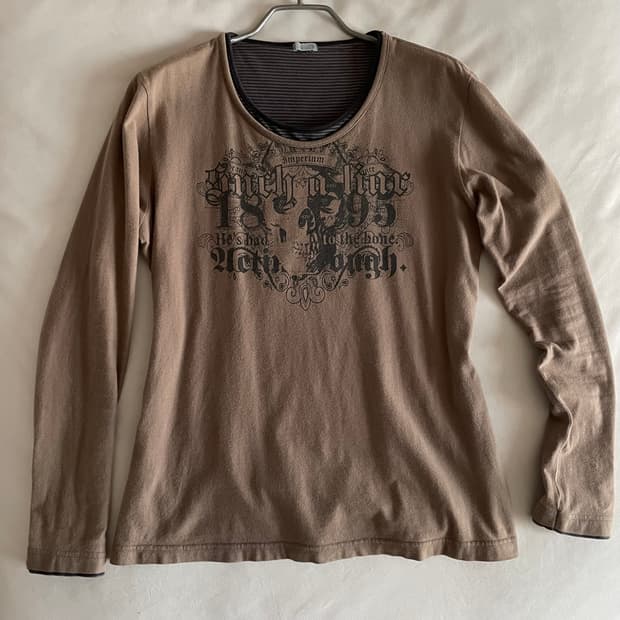 Vintage brown skull print long sleeve