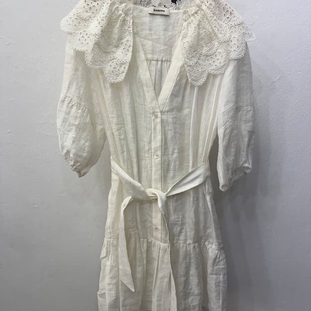 정품) 산드로 펀칭 레이스 롱 원피스 36