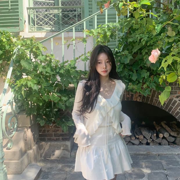 리즈 leeds Senne 러플 가디건(ivory)