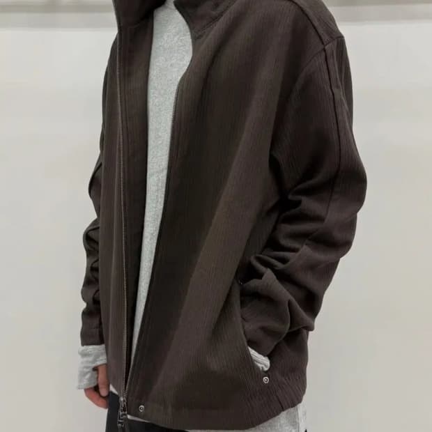 택 안뗀 새제품) ETCE 베이스 풀 집업 니트 브라운 M