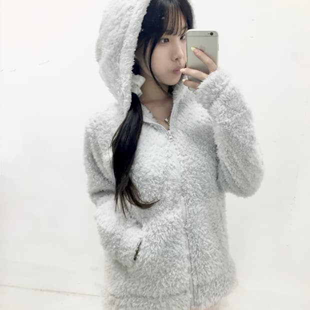 연보라 폭닥 후드집업