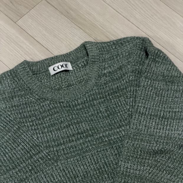 쿠어 멀티 칼라 트위트 크루넥 니트 그린