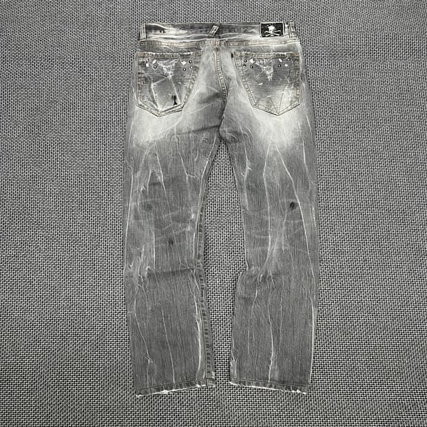 빈티지 워싱 스터드 데님팬츠