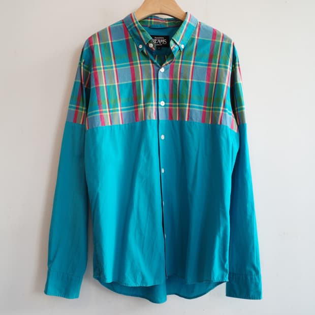 BEAMS 빔즈 투패턴 코튼 셔츠