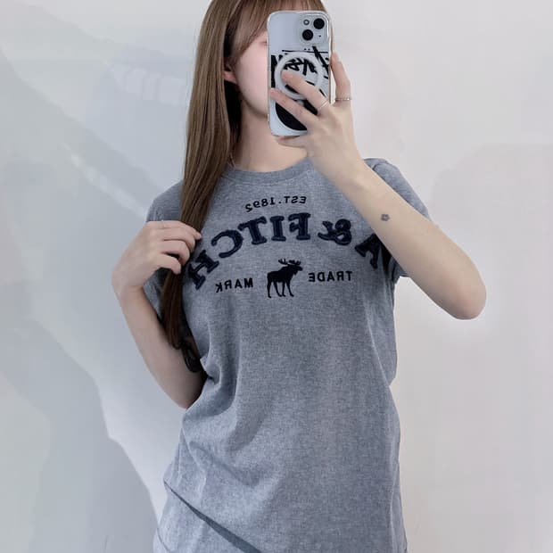 아베크롬비 빅로고 그레이 반팔