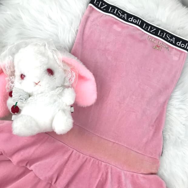 리즈리사 튜브탑 벨벳 딸기우유 원피스 y2k 오네히메갸루 연핑크 대대장급