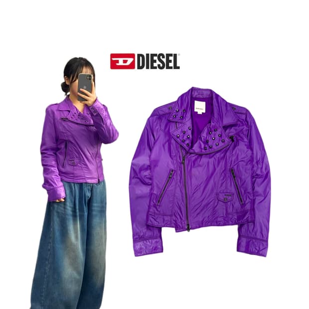 디젤 바이커 유광 퍼플 바람막이 자켓