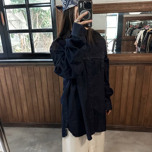 RRL indigo work denim shirkt