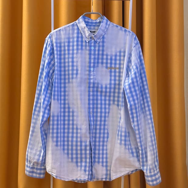 [XL] 팔라스 블리치드 아웃 블루 체크 셔츠 - 24SS