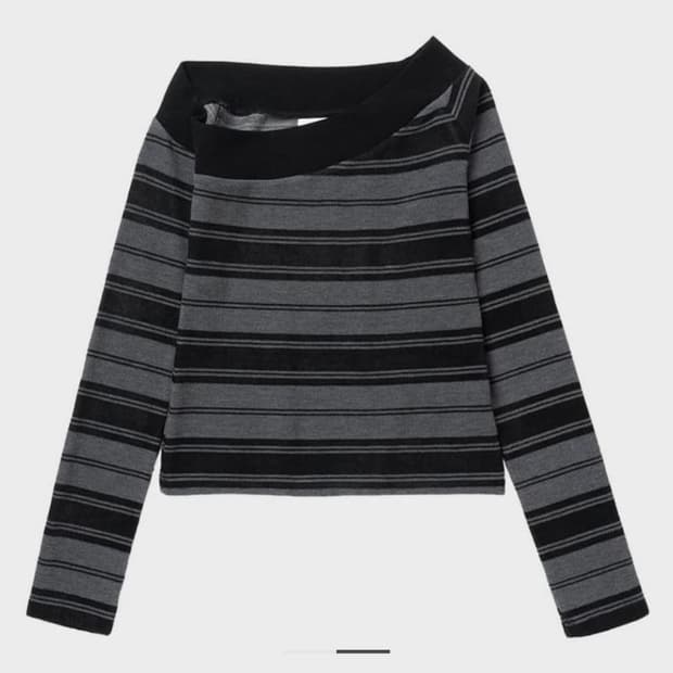 밀로우먼 원 숄더 스트라이프 티셔츠