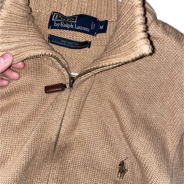 폴로 투웨이 베이지 니트 집업