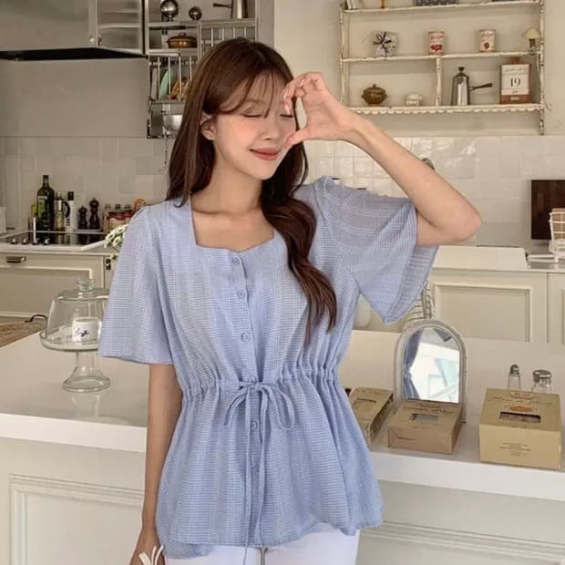 핫핑 시어서커 반팔블라우스