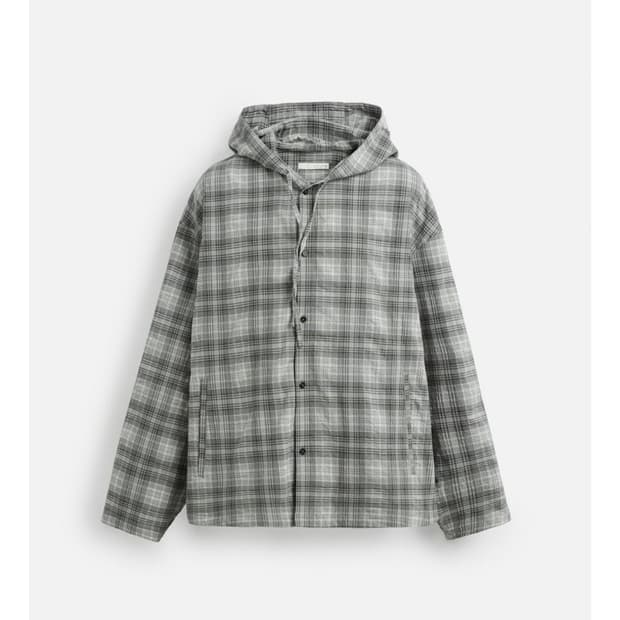 자라 후드체크 오버셔츠 m사이즈(100정도)