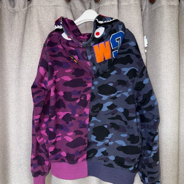 베이프 컬러 카모 샤크 풀 후드집업 퍼플&블루 하프