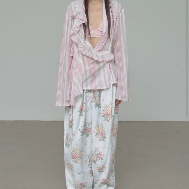 꽃 프린트 팬츠