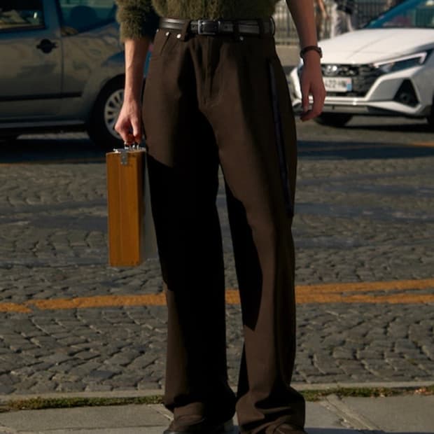 [S] STU 23FW Wide Cotton Pants Brown