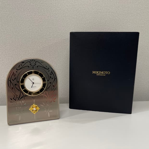 미키모토 펄 진주 아치형 쿼츠 탁상시계 C MIKIMOTO