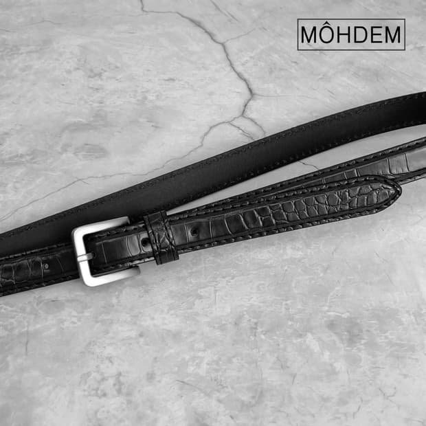 [Unisex] 크로커다일 이태리가죽 벨트 블랙