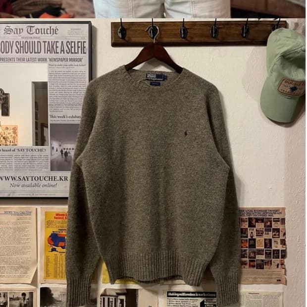 (105) 폴로 랄프로렌 그레이 울 크루넥 스웨터