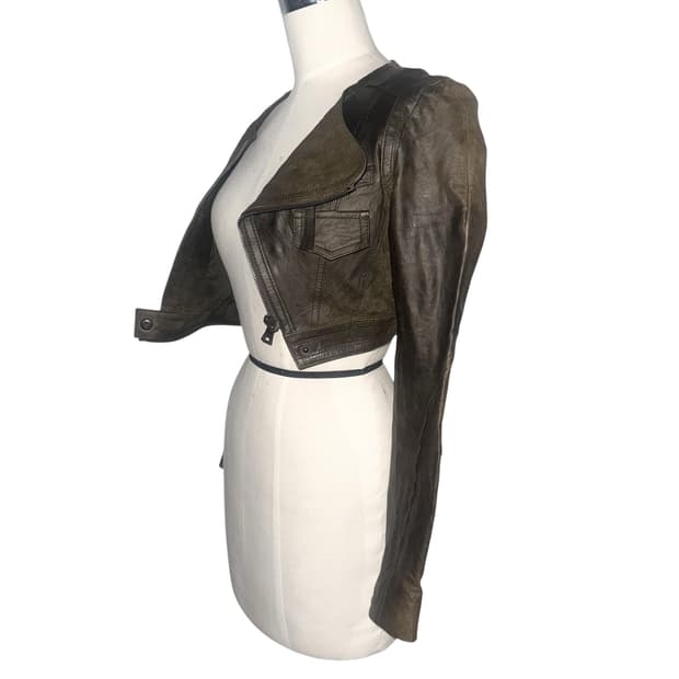 brown sheep skin crop leather jacket