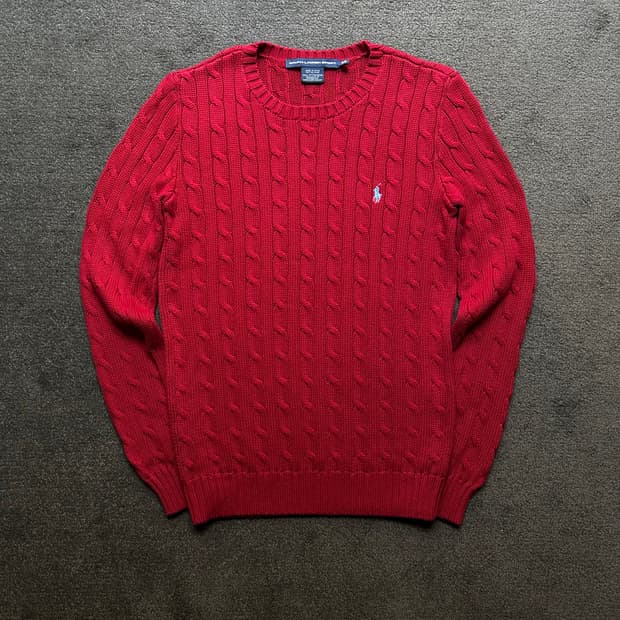 폴로 랄프로렌 여성 레드 케이블 니트 M