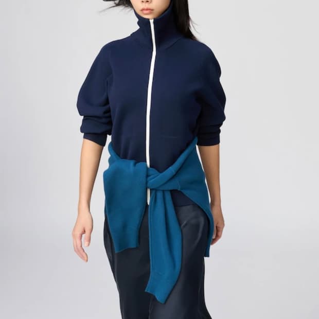 26ss 유니클로C 워셔블 밀라노립 풀집 가디건 네이비 XL / 니트