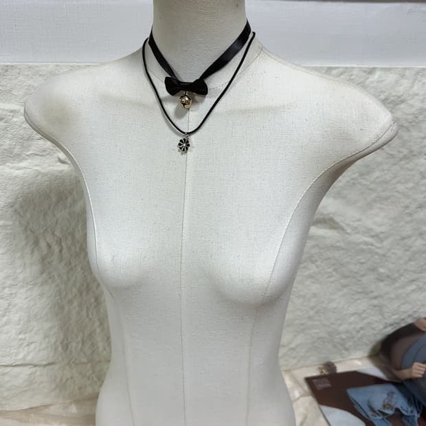 빈티지 리본 레이스 초커 목걸이세트