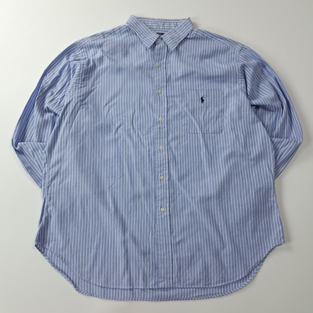 CA684 XL 폴로 앤드류 90s 홍콩판 블루 스트라이프 셔츠 남방