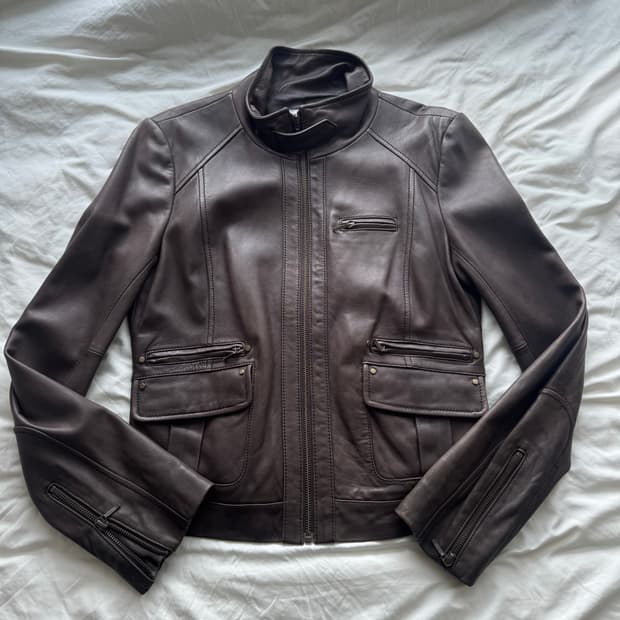 brown leather jacket 레더자켓