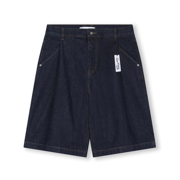 비슬로우 one tuck shorts indigo