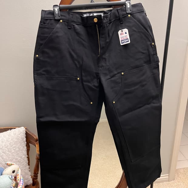 [새상품] 칼하트 B01 루즈핏 더블니 워크 팬츠 블랙 38x28