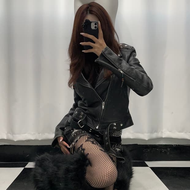 🎸그레이 레더 자켓🎸