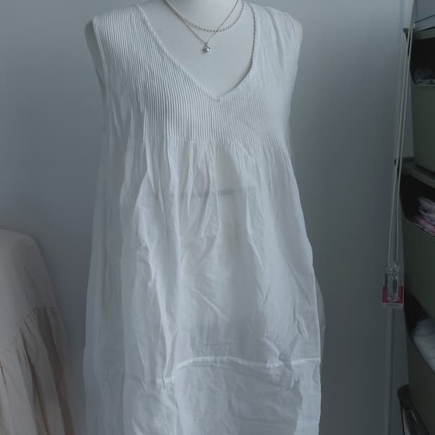 [일본빈티지] 화이트 핀턱 민소매 원피스