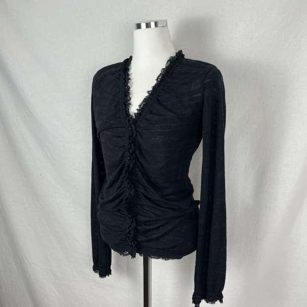 Vintage 레이스 셔링 가디건 