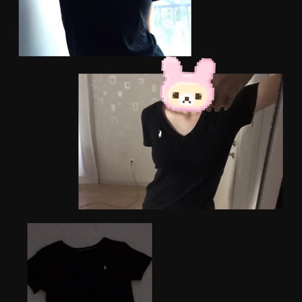 빈티지 폴로 랄프로렌 블랙 브이넥 반팔