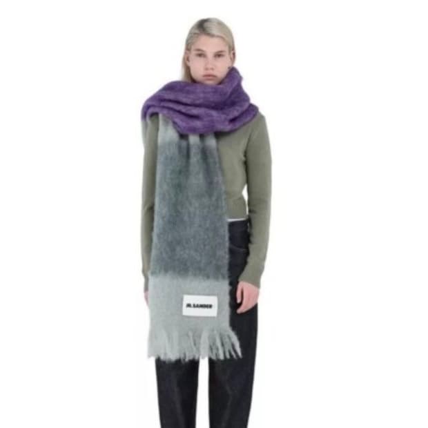 질샌더 모헤어 스카프 그레이